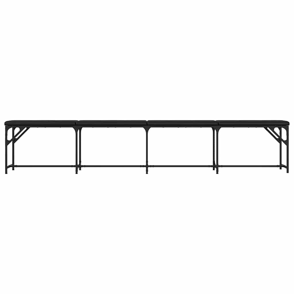 vidaXL Essbank Schwarz 248x32x45 cm Stahl und Kunstleder
