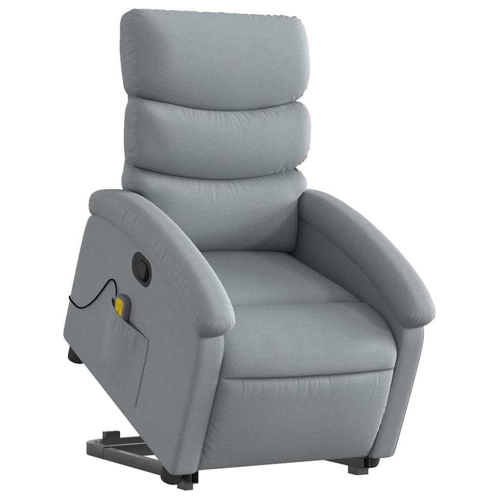 vidaXL Massagesessel mit Aufstehhilfe Hellgrau Stoff