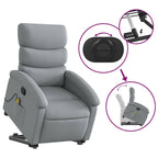 vidaXL Massagesessel mit Aufstehhilfe Hellgrau Stoff