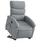 vidaXL Elektrischer Massagesessel mit Aufstehhilfe Hellgrau Stoff