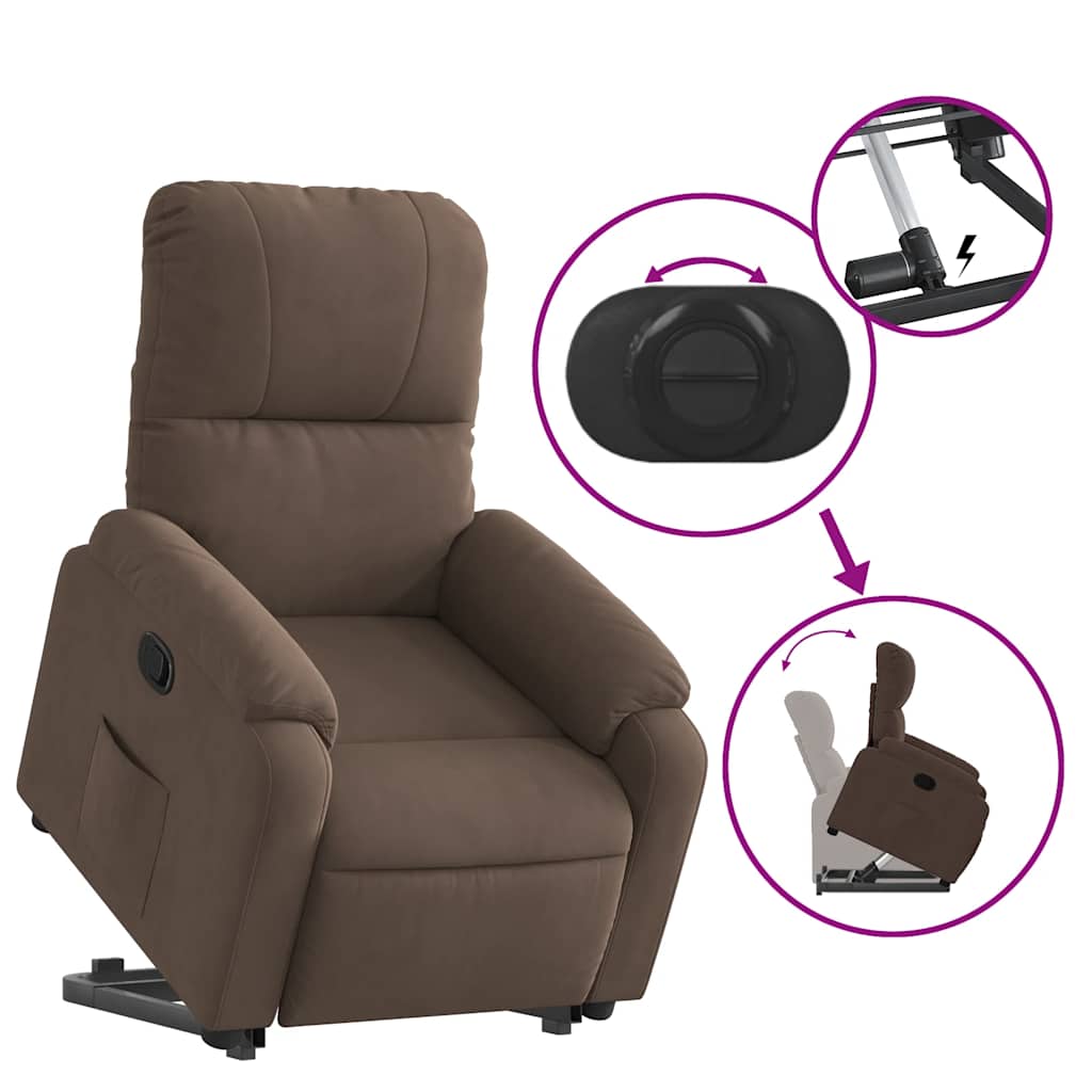vidaXL Relaxsessel mit Aufstehhilfe Braun Mikrofasergewebe