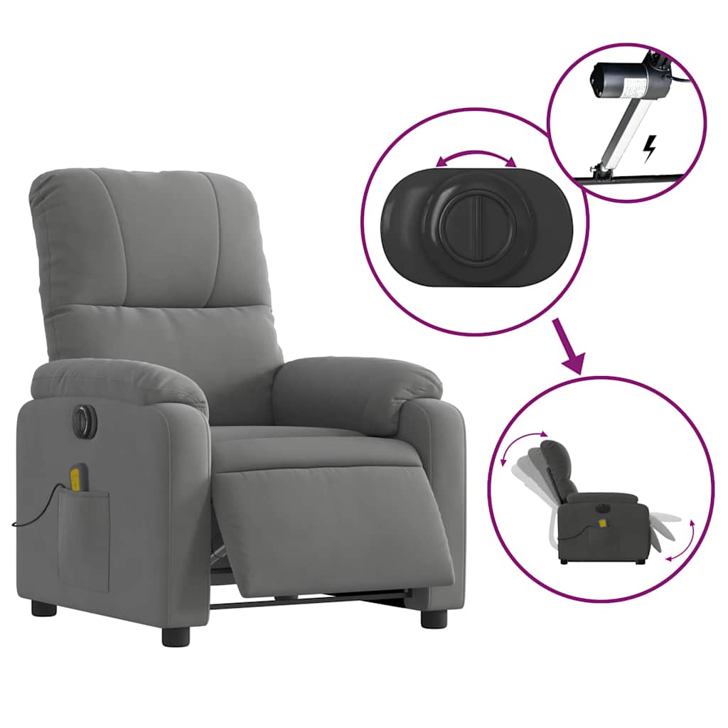 vidaXL Massagesessel Aufstehhilfe Elektrisch Dunkelgrau