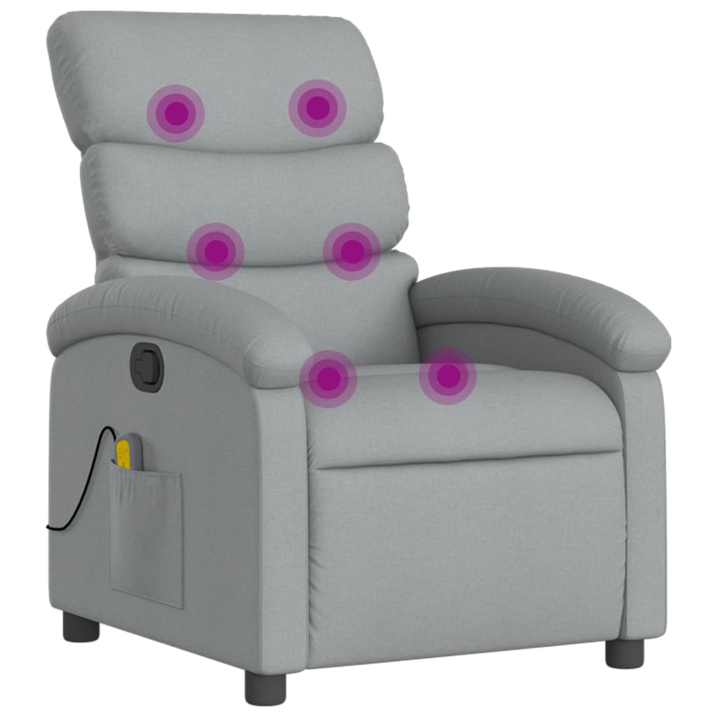 vidaXL Massage-Relaxsessel, hellgrauer Stoff