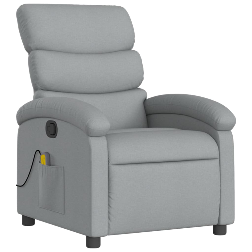 vidaXL Massage-Relaxsessel, hellgrauer Stoff