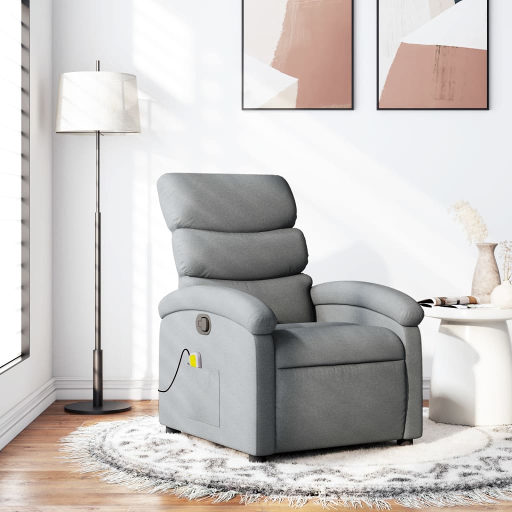 vidaXL Massage-Relaxsessel, hellgrauer Stoff