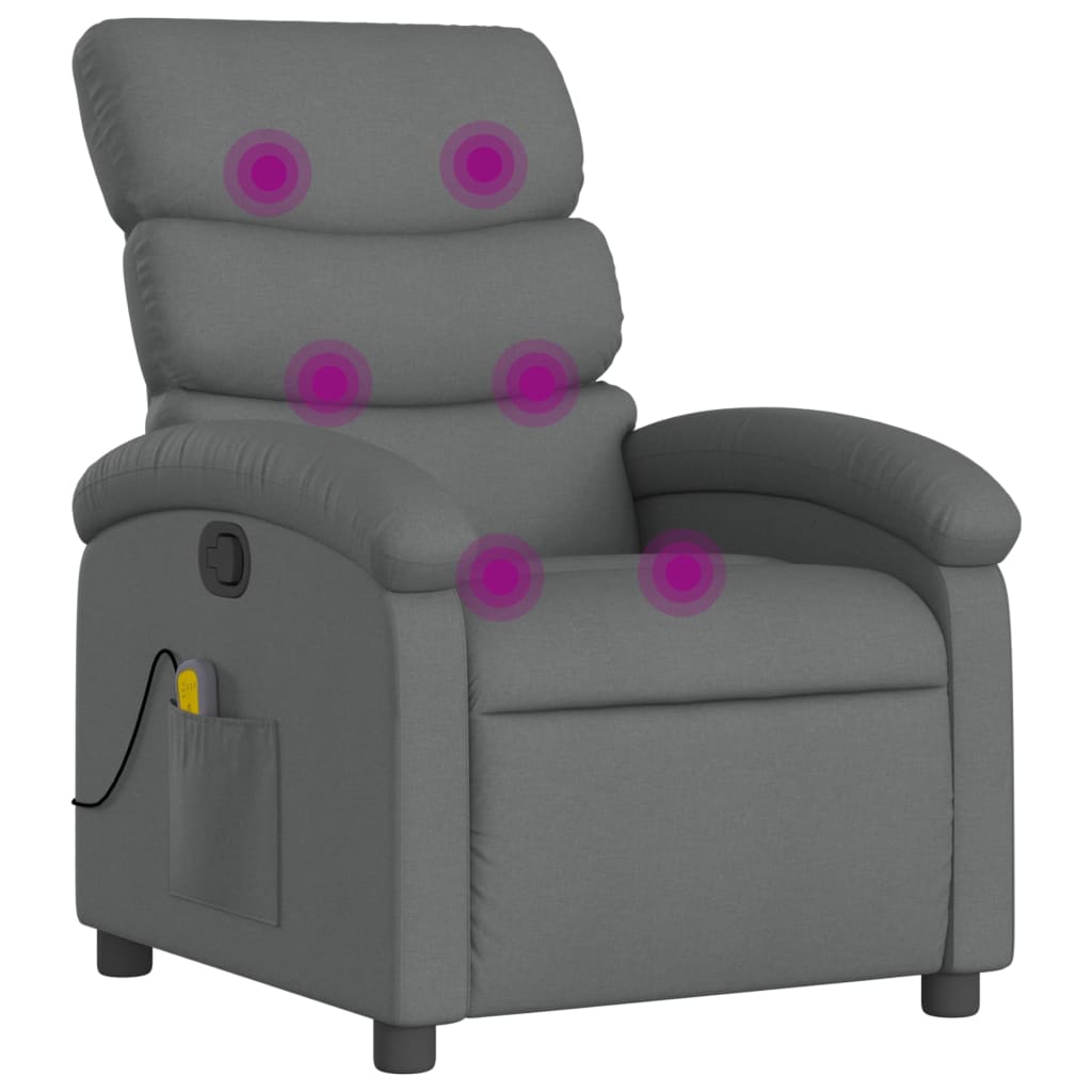vidaXL Massage-Relaxsessel, Stoff, Dunkelgrau