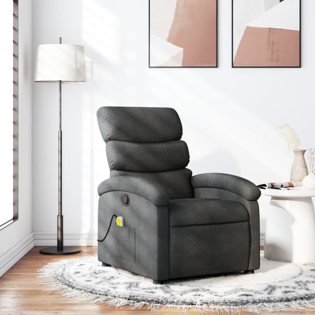 vidaXL Massage-Relaxsessel, Stoff, Dunkelgrau