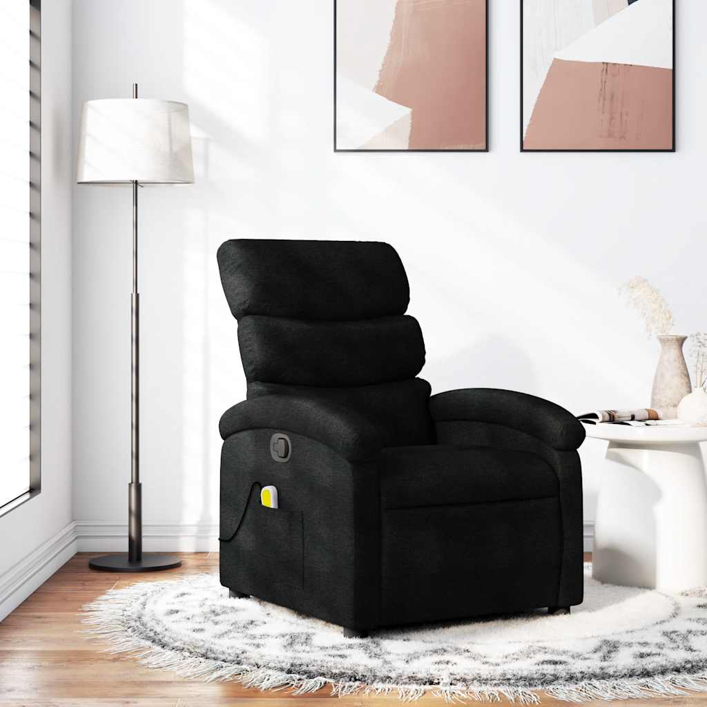 vidaXL Massage-Relaxsessel, schwarzer Stoff
