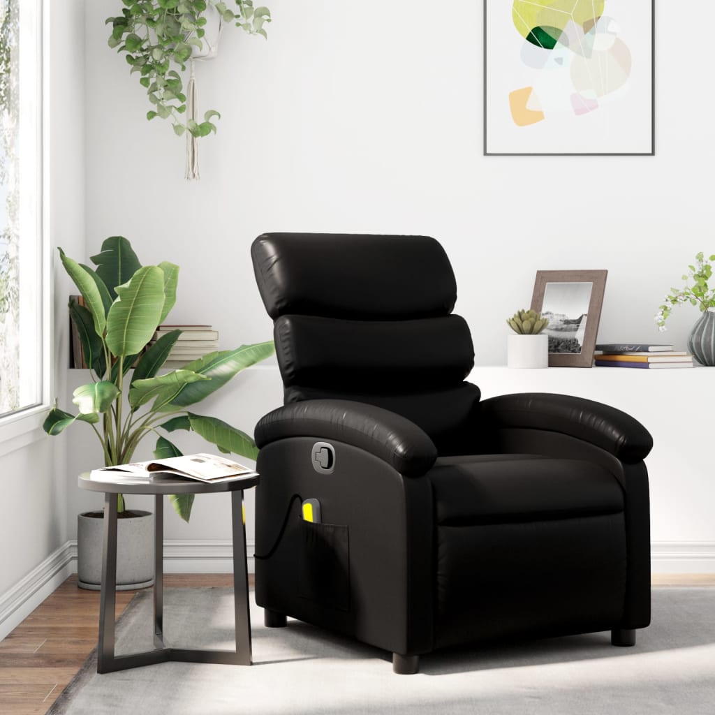 vidaXL Massage-Relaxsessel, Kunstleder, Schwarz