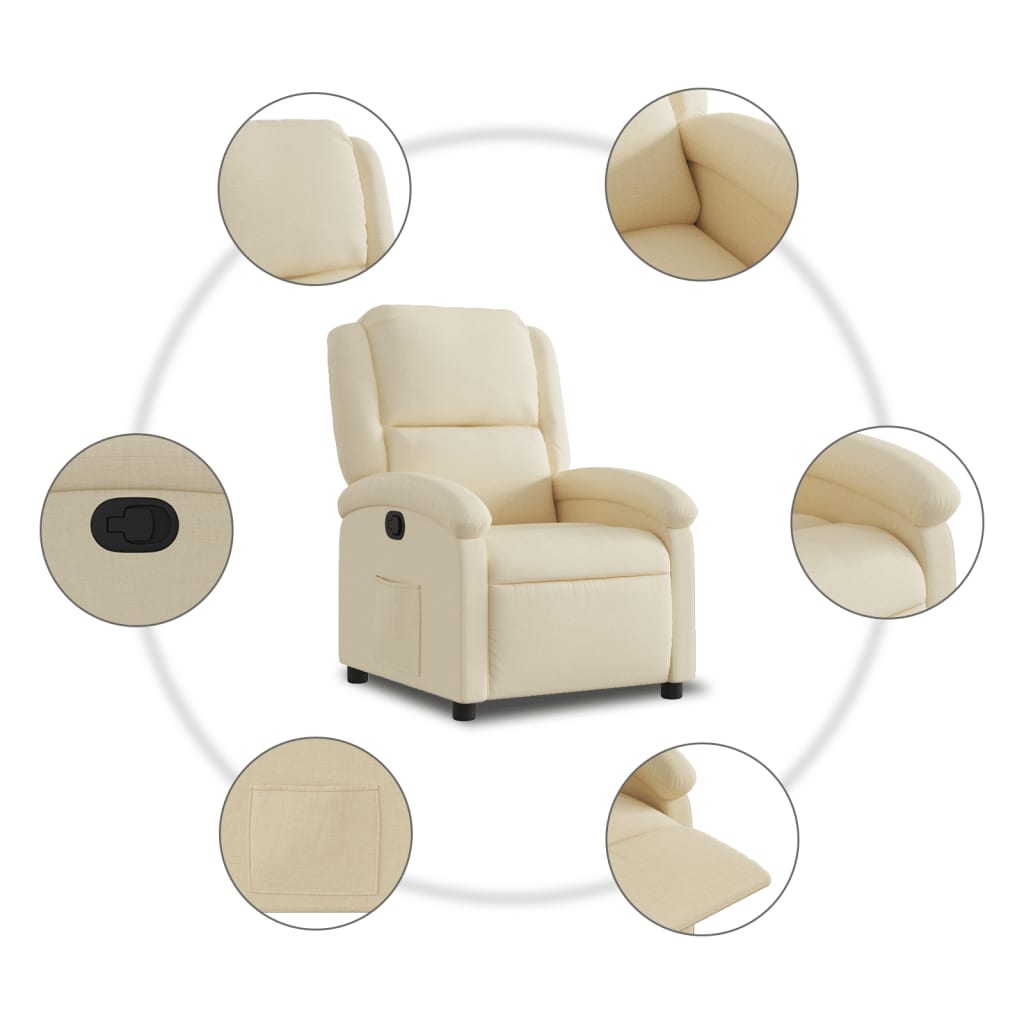 vidaXL Relaxsessel, cremefarbener Stoff