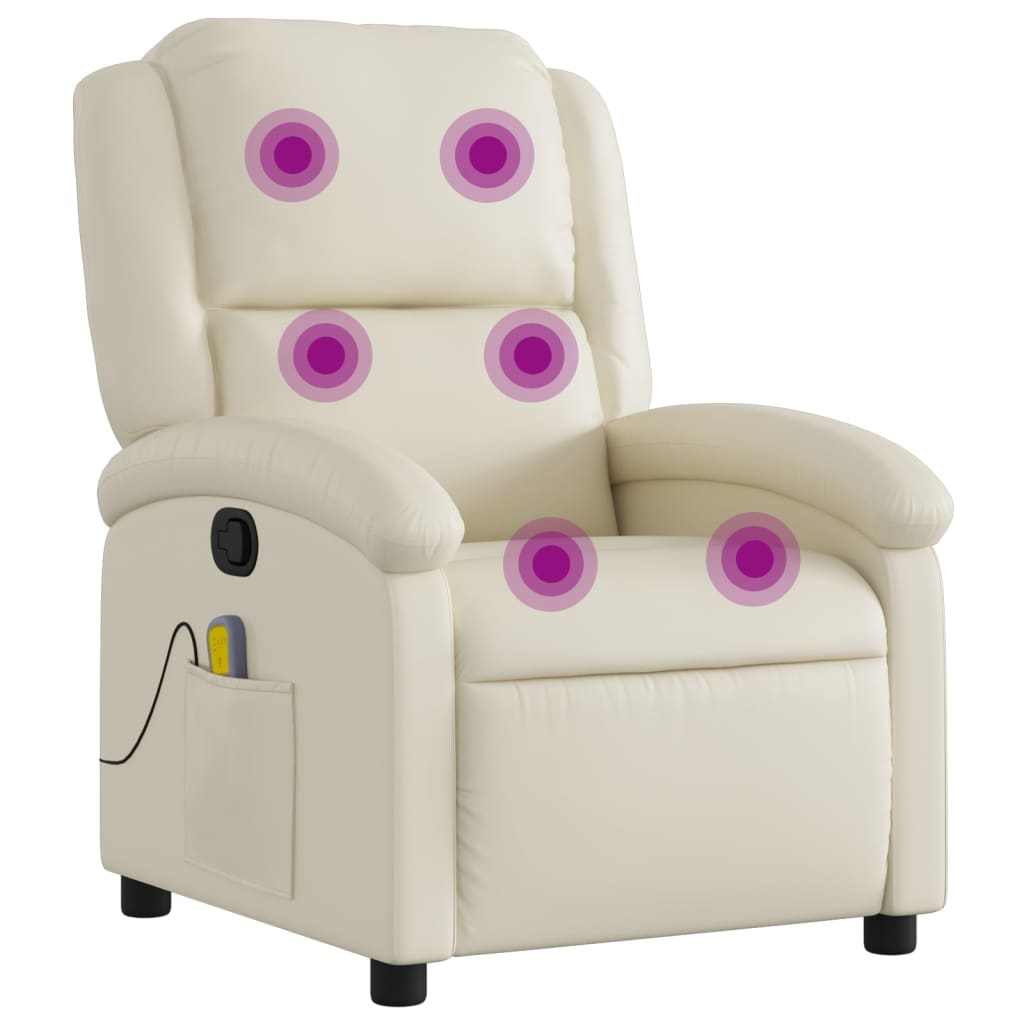 vidaXL Massagesessel mit Relaxfunktion, Kunstleder, Creme