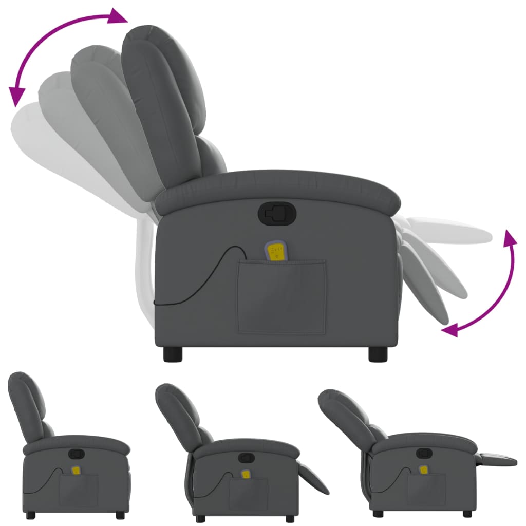 vidaXL Massagesessel Relaxsessel Grau Kunstleder