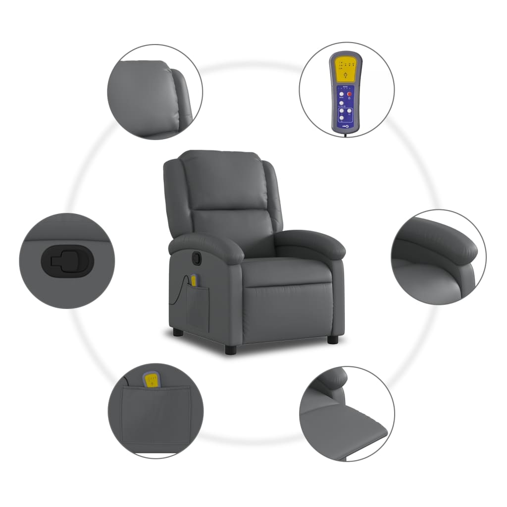 vidaXL Massagesessel Relaxsessel Grau Kunstleder
