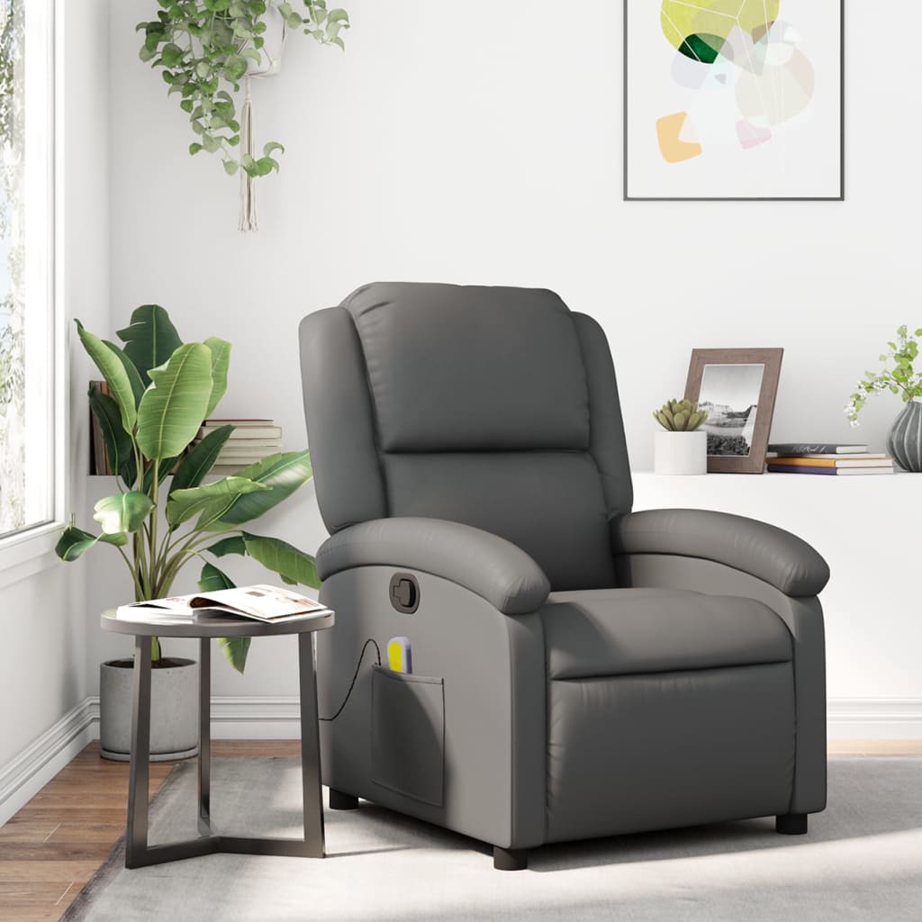 vidaXL Massagesessel Relaxsessel Grau Kunstleder