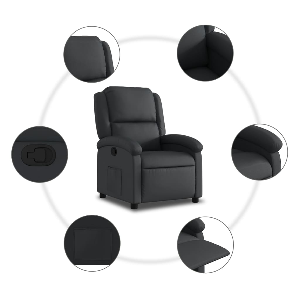 vidaXL Relaxsessel Echtleder Schwarz