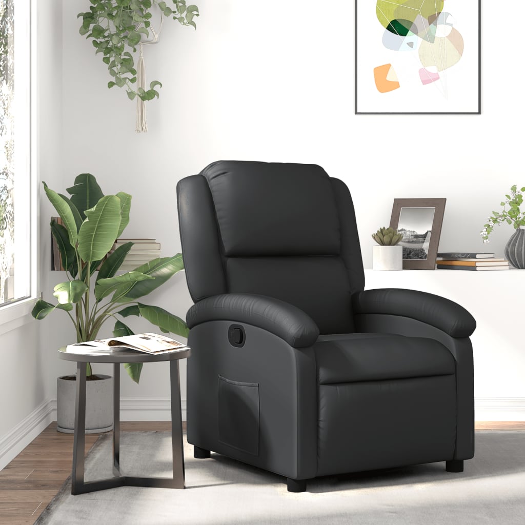 vidaXL Relaxsessel Echtleder Schwarz