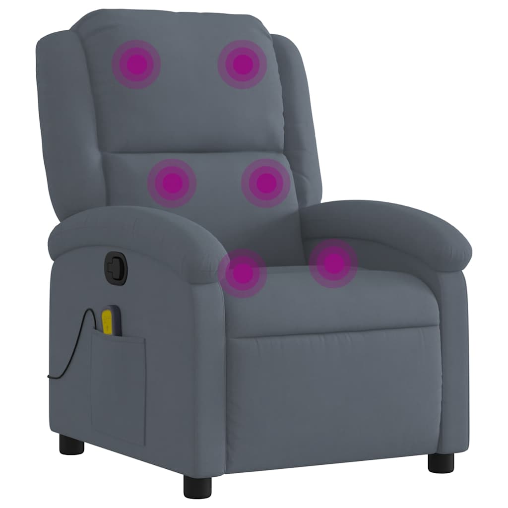vidaXL Massage-Relaxsessel, dunkelgrauer Samt