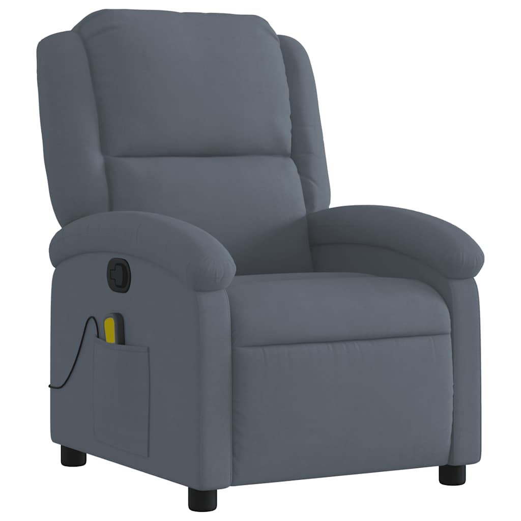 vidaXL Massage-Relaxsessel, dunkelgrauer Samt