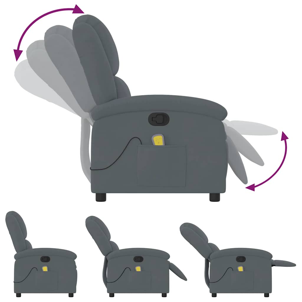 vidaXL Massage-Relaxsessel, dunkelgrauer Samt
