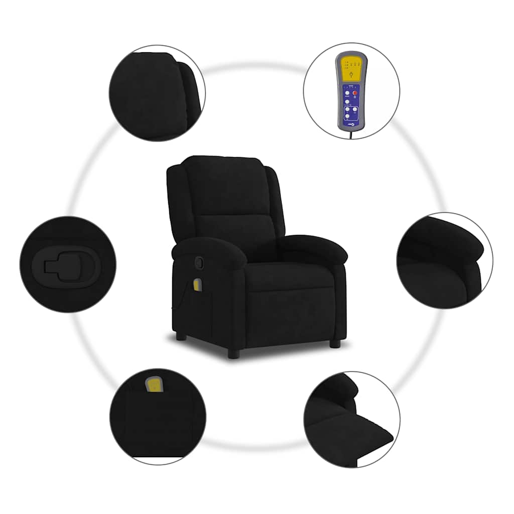vidaXL Massage-Relaxsessel, schwarzer Samt