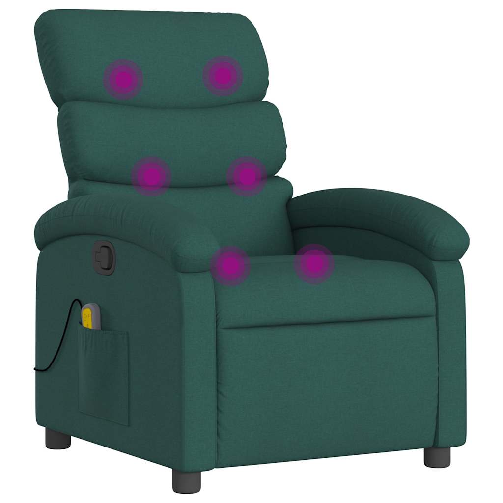 vidaXL Massage-Relaxsessel, dunkelgrüner Stoff