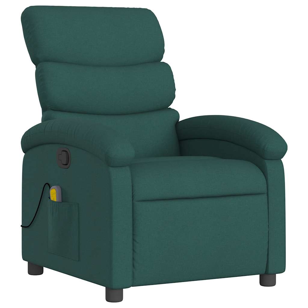 vidaXL Massage-Relaxsessel, dunkelgrüner Stoff