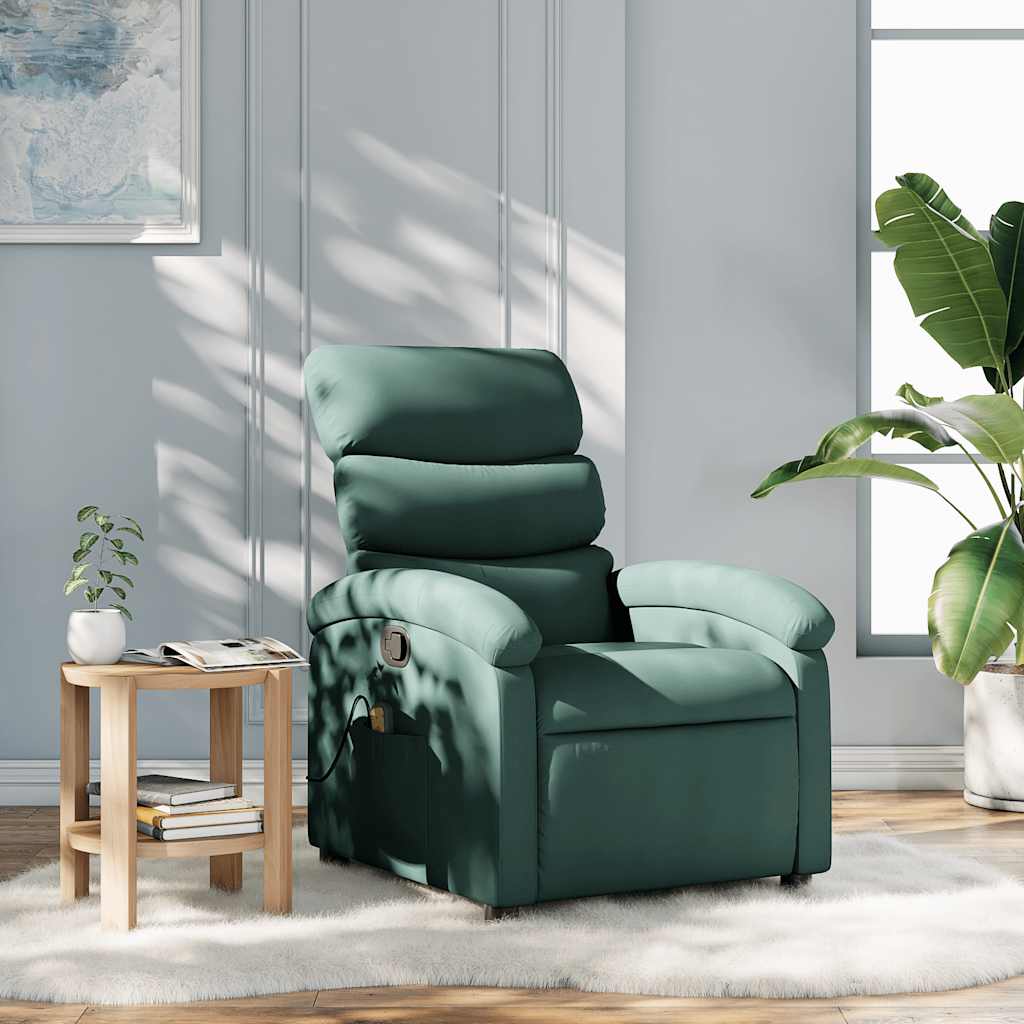 vidaXL Massage-Relaxsessel, dunkelgrüner Stoff