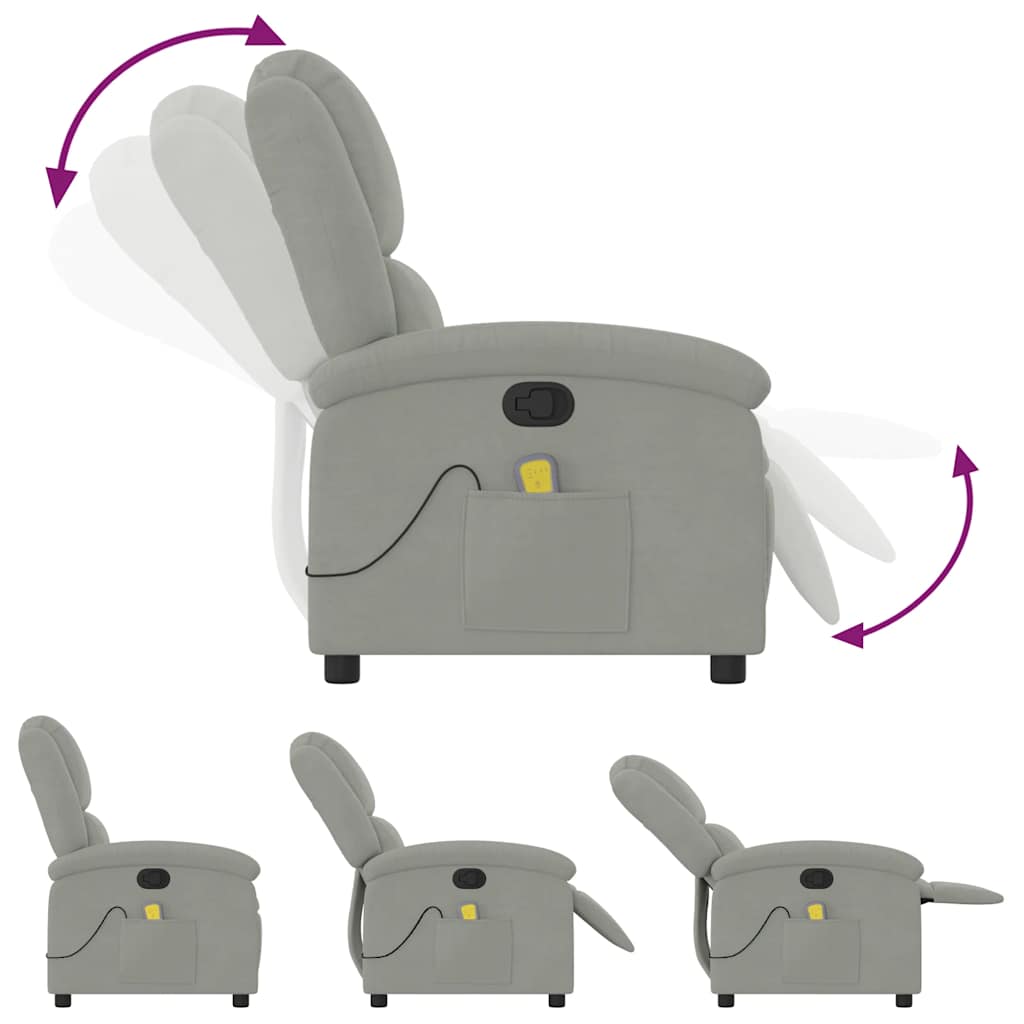vidaXL Massage-Relaxsessel, hellgrauer Samt