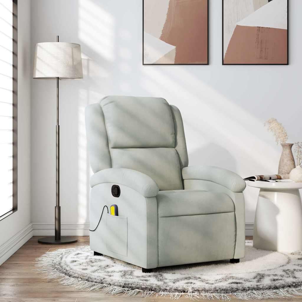 vidaXL Massage-Relaxsessel, hellgrauer Samt