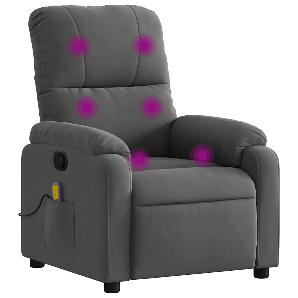 vidaXL Massage-Relaxsessel, dunkelgrau, Mikrofaserstoff