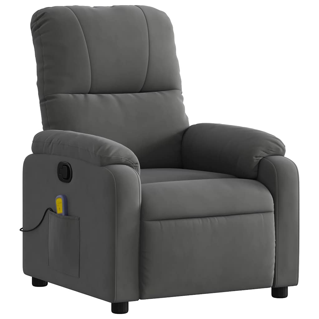 vidaXL Massage-Relaxsessel, dunkelgrau, Mikrofaserstoff