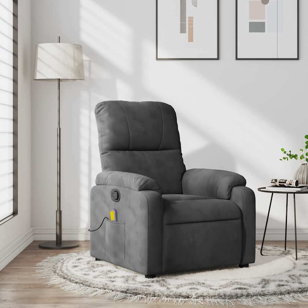 vidaXL Massage-Relaxsessel, dunkelgrau, Mikrofaserstoff