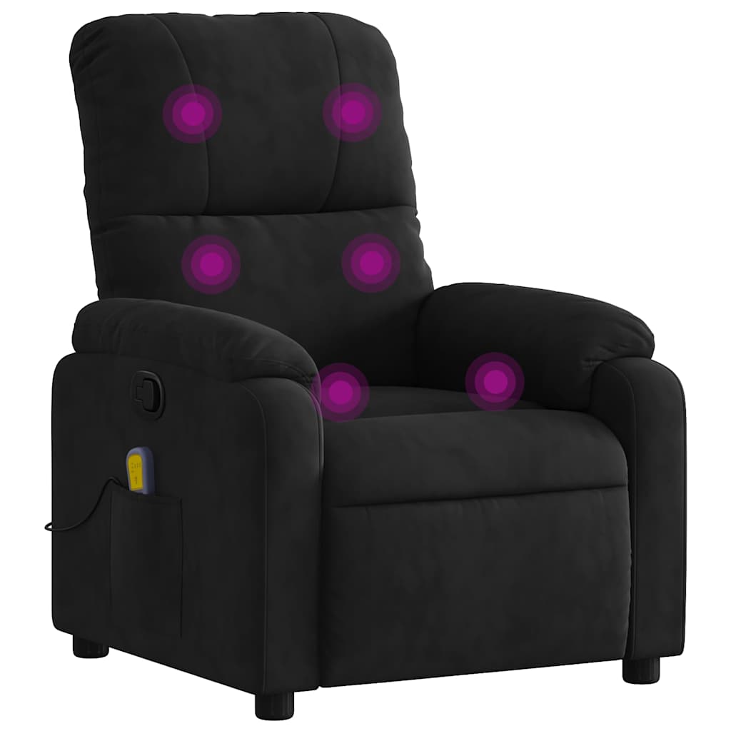 vidaXL Massage-Relaxsessel, schwarzer Mikrofaserstoff