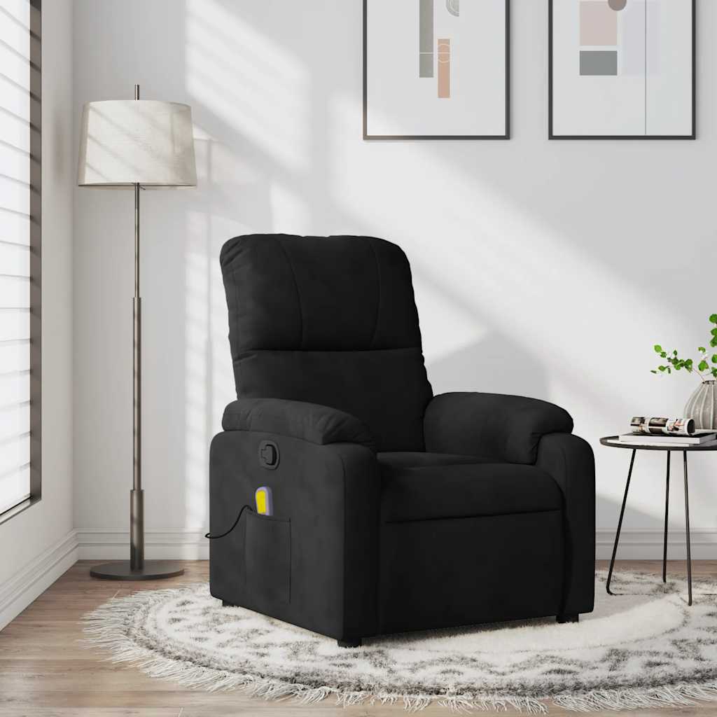 vidaXL Massage-Relaxsessel, schwarzer Mikrofaserstoff