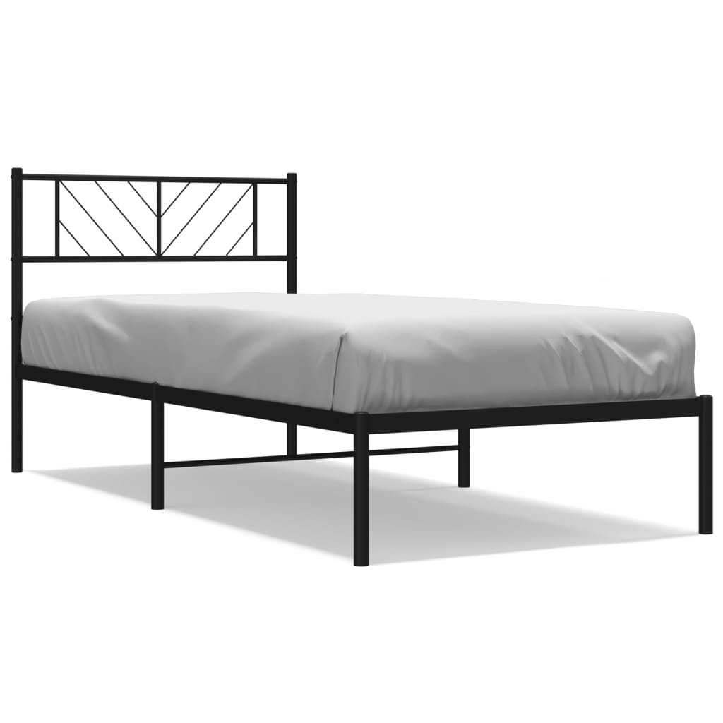 vidaXL Bettgestell mit Kopfteil Metall Schwarz 75x190 cm