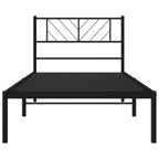 vidaXL Bettgestell mit Kopfteil Metall Schwarz 75x190 cm