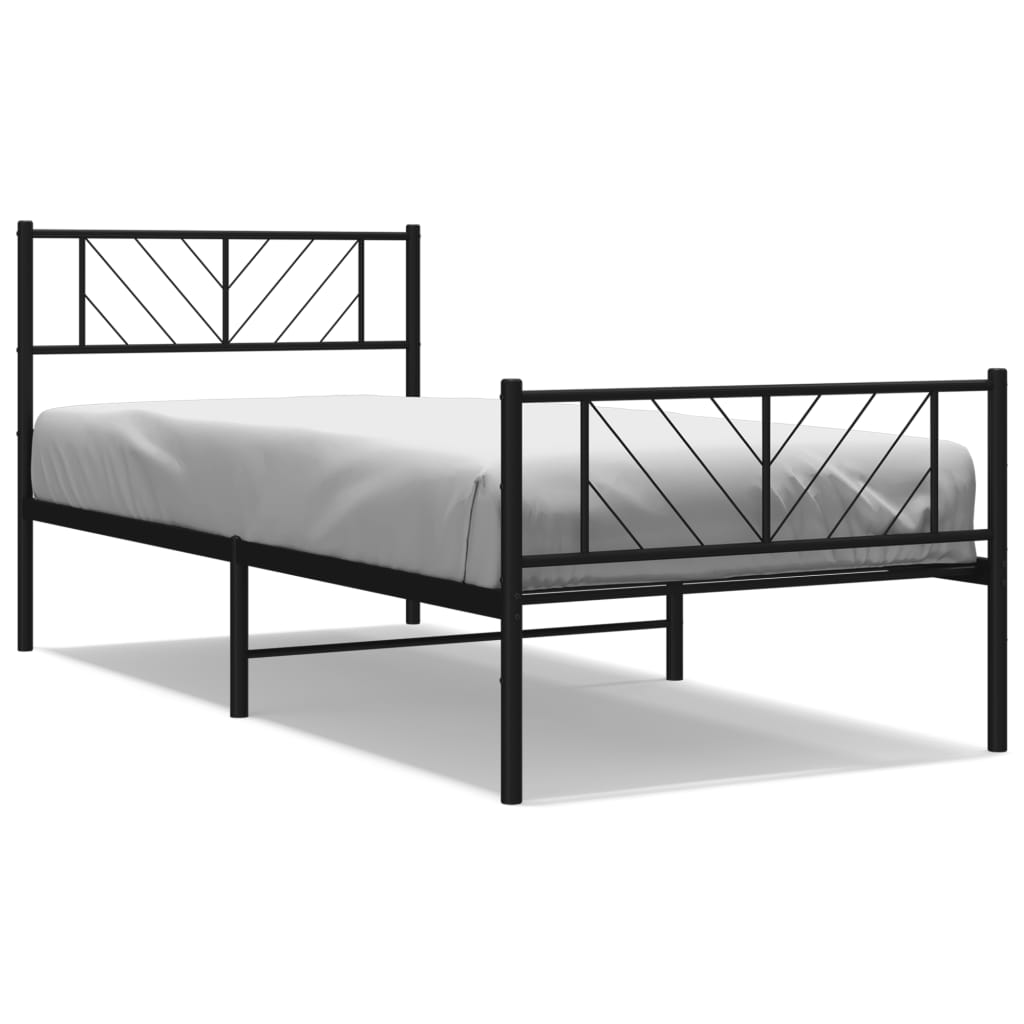 vidaXL Bettgestell mit Kopf- und Fußteil Metall Schwarz 75x190 cm