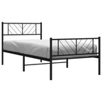 vidaXL Bettgestell mit Kopf- und Fußteil Metall Schwarz 75x190 cm