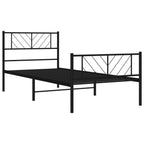 vidaXL Bettgestell mit Kopf- und Fußteil Metall Schwarz 75x190 cm