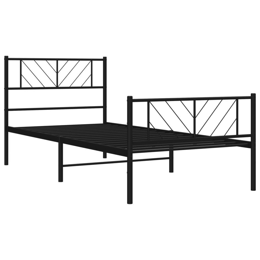 vidaXL Bettgestell mit Kopf- und Fußteil Metall Schwarz 75x190 cm