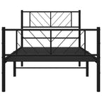 vidaXL Bettgestell mit Kopf- und Fußteil Metall Schwarz 75x190 cm