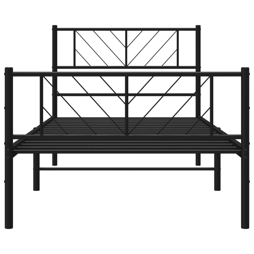 vidaXL Bettgestell mit Kopf- und Fußteil Metall Schwarz 75x190 cm