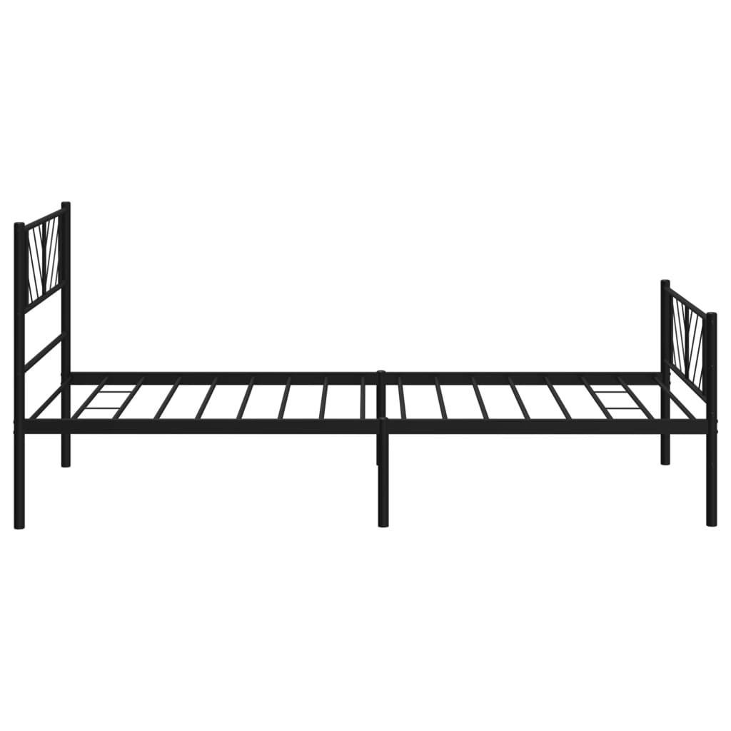 vidaXL Bettgestell mit Kopf- und Fußteil Metall Schwarz 75x190 cm
