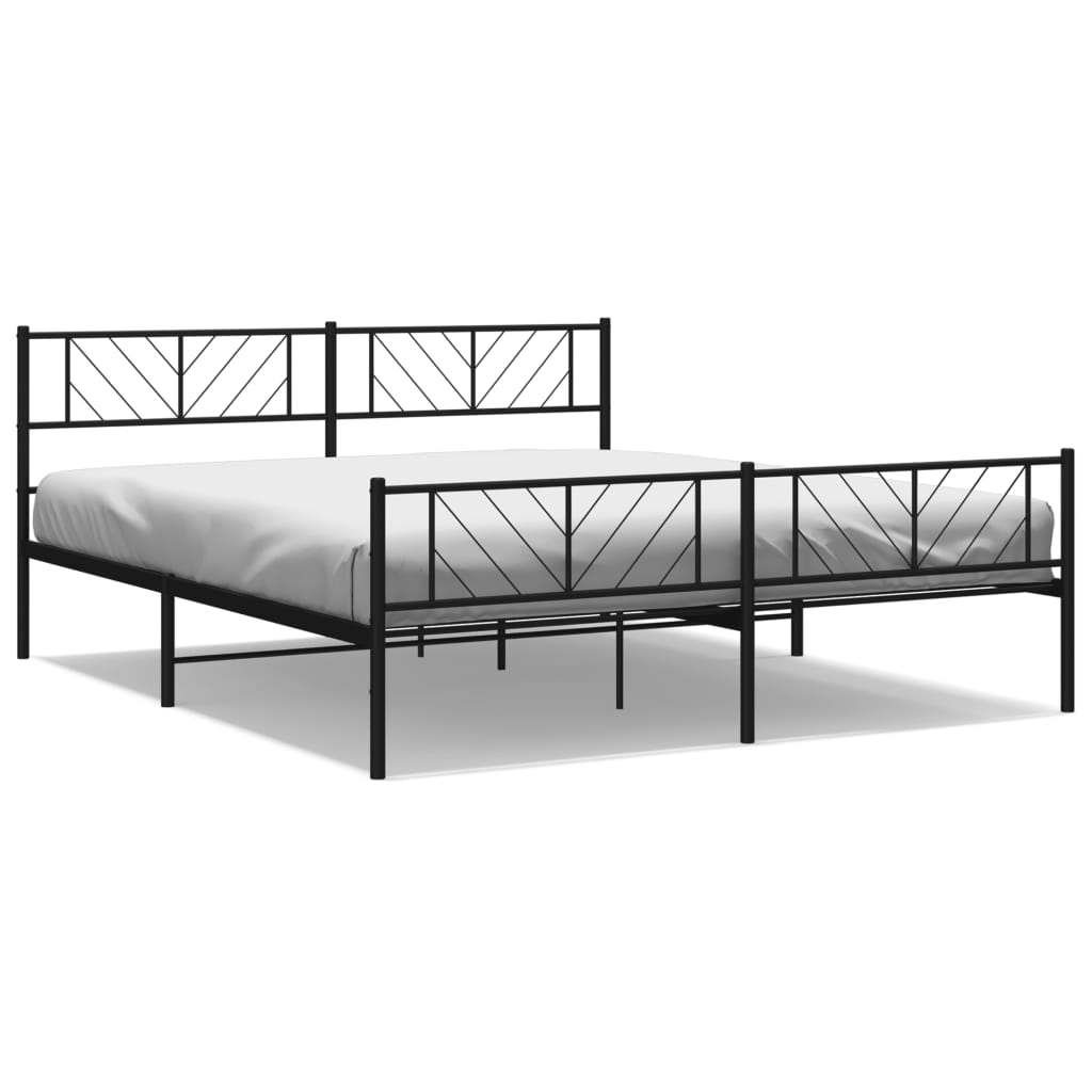 vidaXL Metallbett ohne Matratze mit Fußteil Schwarz 180x200 cm