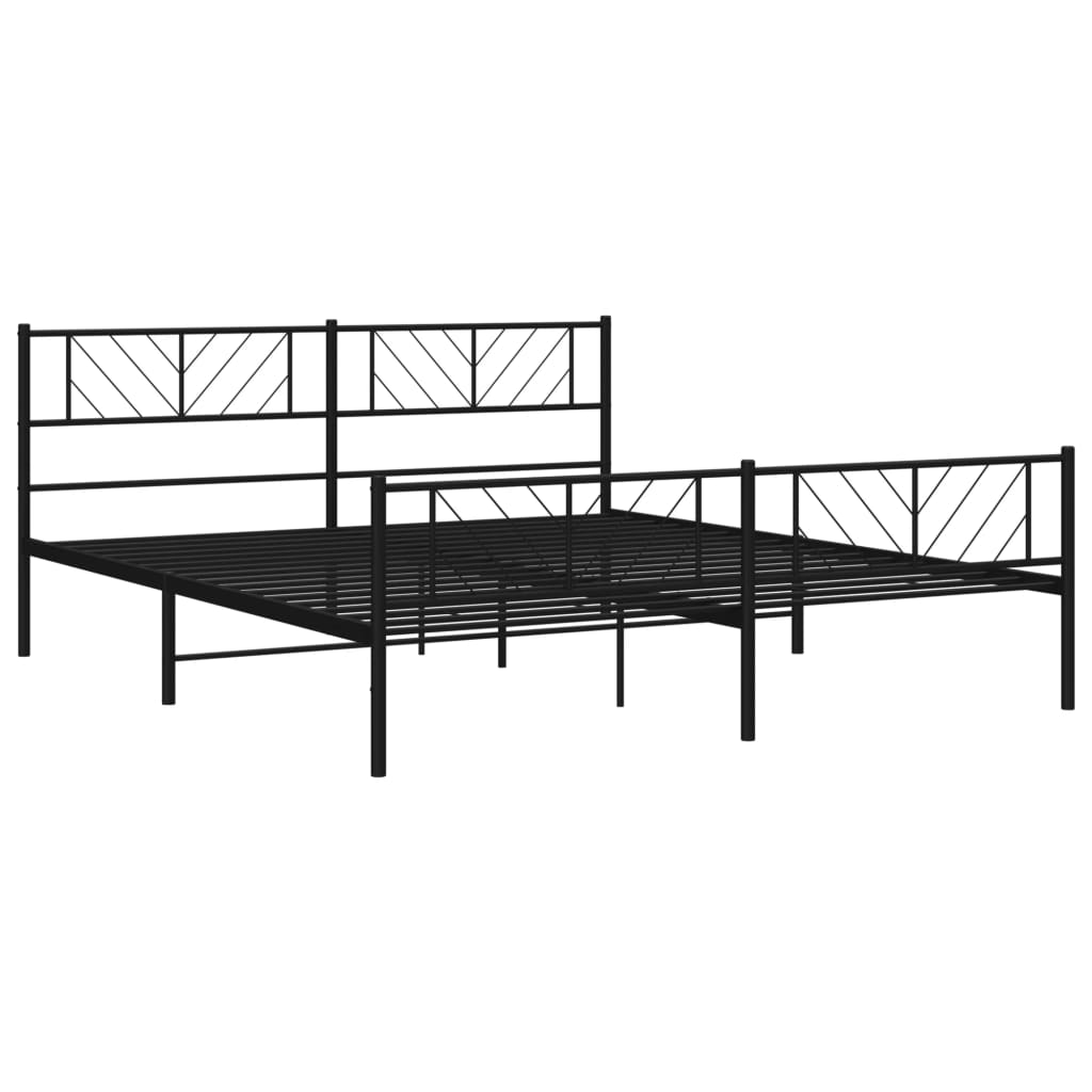 vidaXL Metallbett ohne Matratze mit Fußteil Schwarz 180x200 cm