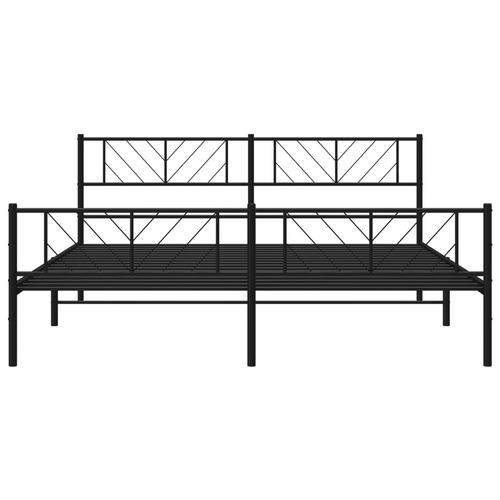 vidaXL Metallbett ohne Matratze mit Fußteil Schwarz 180x200 cm