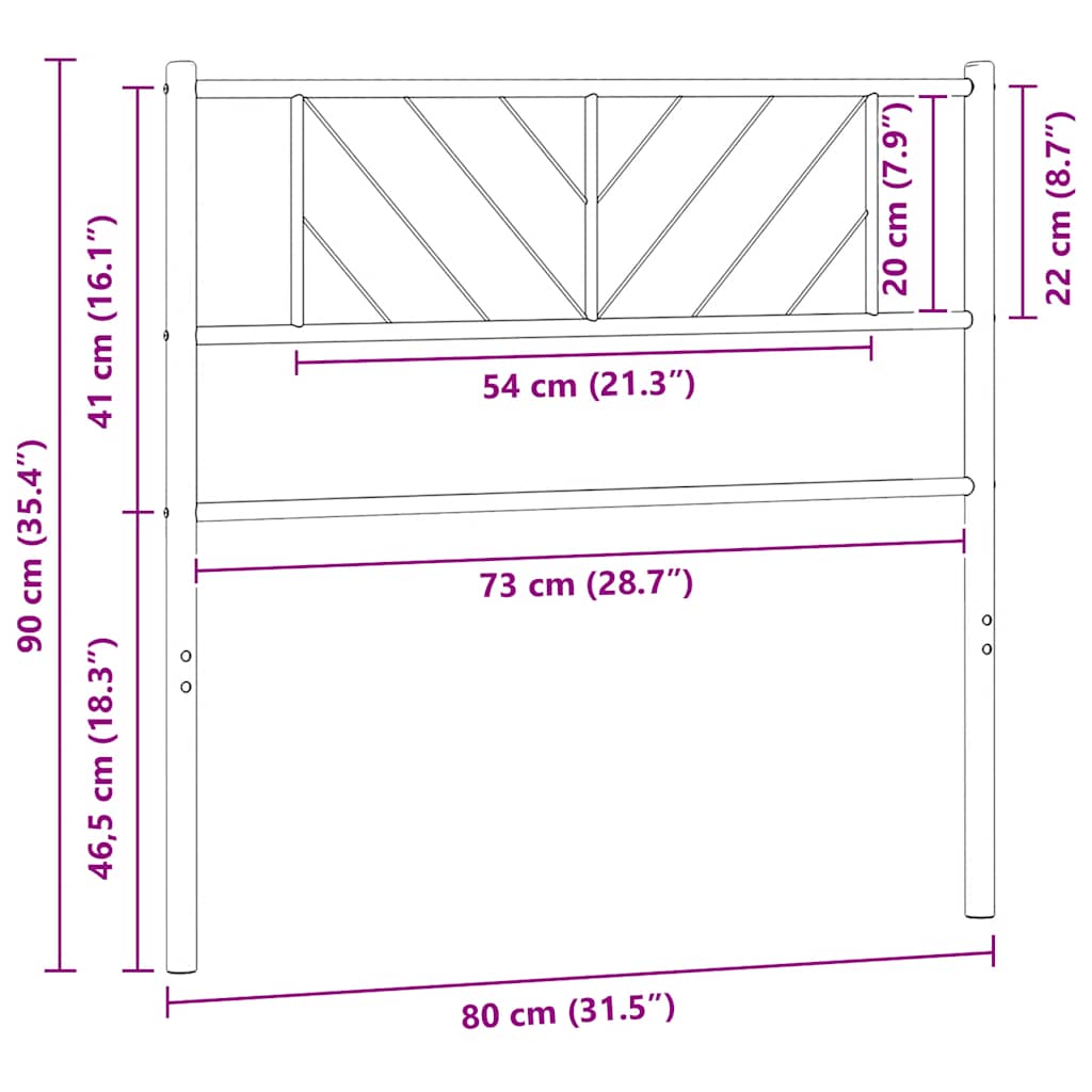 vidaXL Ersatz-Kopfteil Metall Schwarz 75 cm