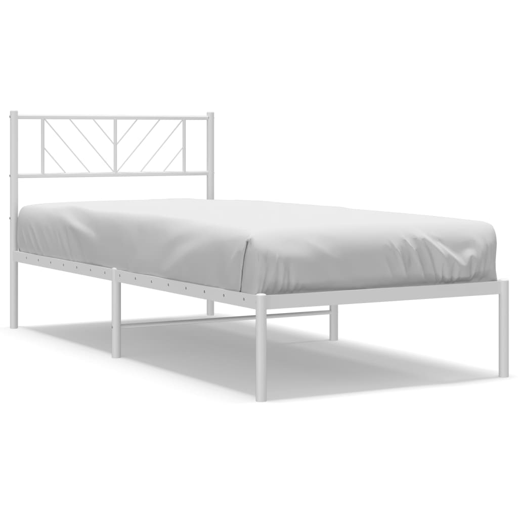 vidaXL Metallbett ohne Matratze mit Kopfteil Weiß 75x190 cm