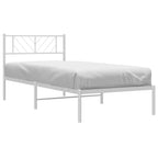 vidaXL Metallbett ohne Matratze mit Kopfteil Weiß 75x190 cm