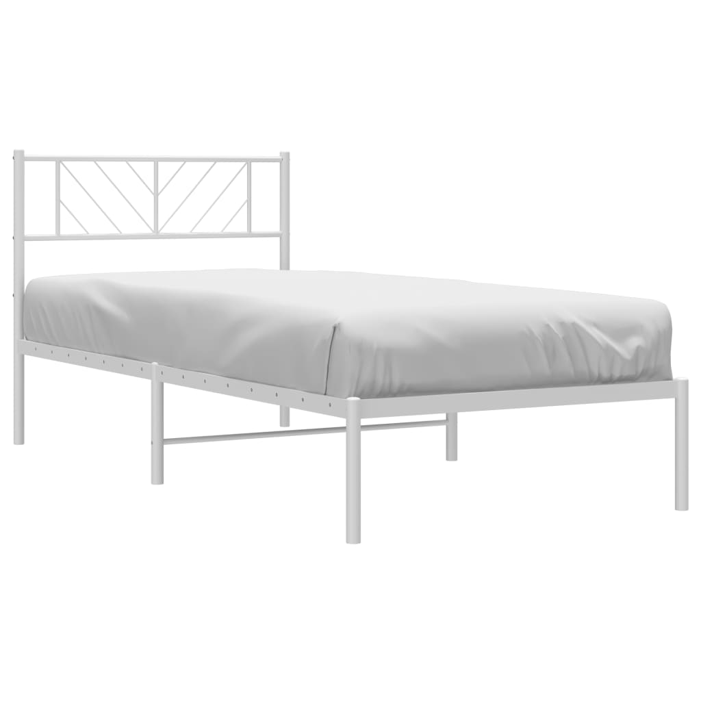 vidaXL Metallbett ohne Matratze mit Kopfteil Weiß 75x190 cm